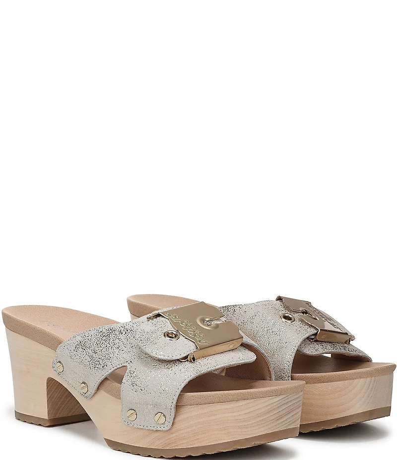 Dr. Scholl's Original Max Too Leather Platform Clog Slide Sandals