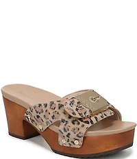 Dr. Scholl's Original Max Too Leopard Print Leather Platform Slide Sandals