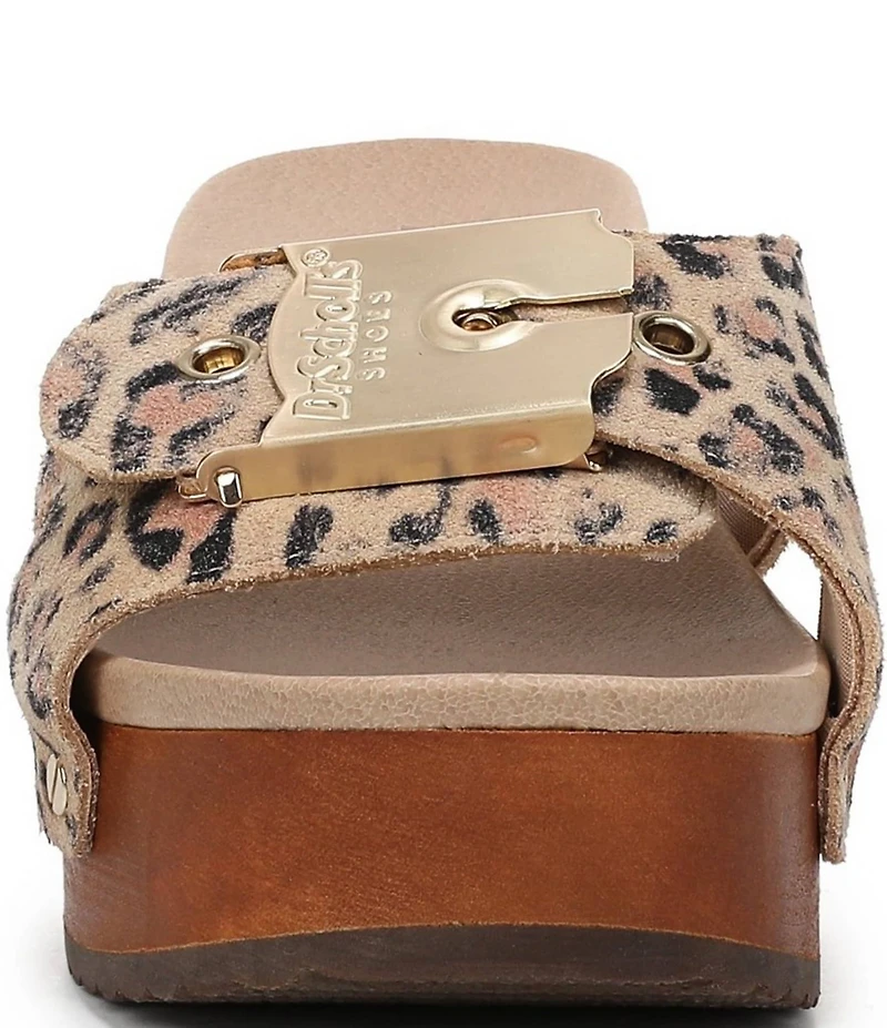 Dr. Scholl's Original Max Too Leopard Print Leather Platform Slide Sandals