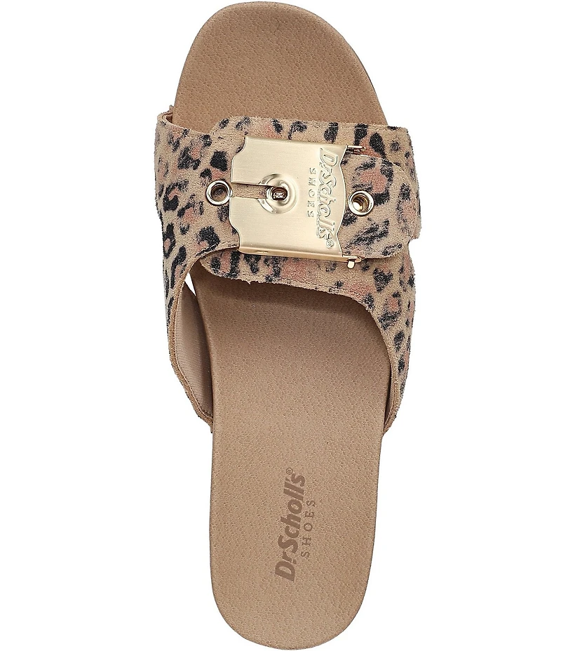 Dr. Scholl's Original Max Too Leopard Print Leather Platform Slide Sandals