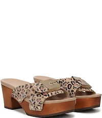 Dr. Scholl's Original Max Too Leopard Print Leather Platform Slide Sandals