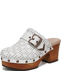 Dr. Scholl's Original Ranch Perforated Leather Buckle Strap Platform Clogs