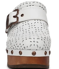 Dr. Scholl's Original Ranch Perforated Leather Buckle Strap Platform Clogs