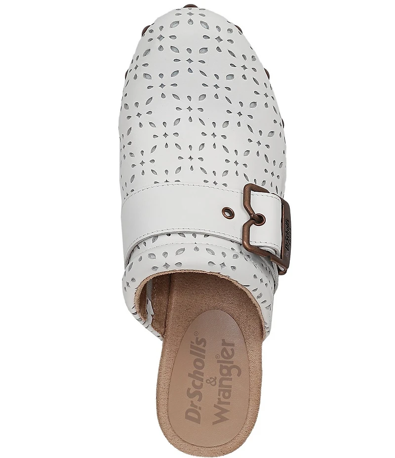 Dr. Scholl's Original Ranch Perforated Leather Buckle Strap Platform Clogs