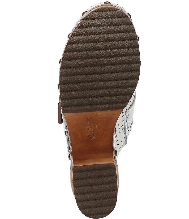 Dr. Scholl's Original Ranch Perforated Leather Buckle Strap Platform Clogs