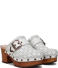 Dr. Scholl's Original Ranch Perforated Leather Buckle Strap Platform Clogs