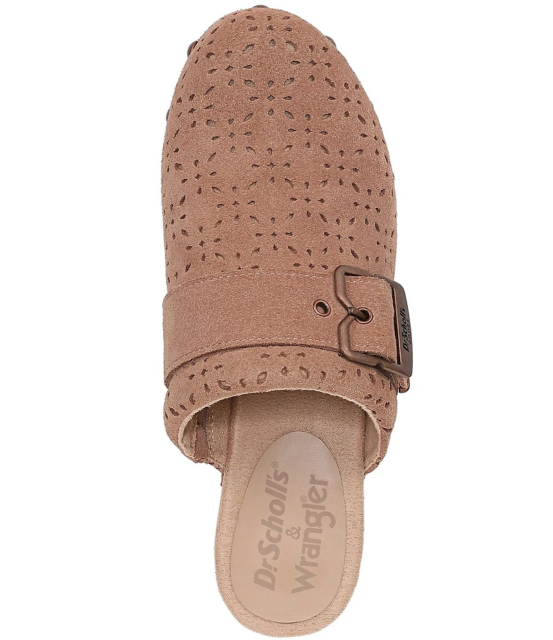 Dr. Scholl's Original Ranch Perforated Suede Buckle Strap Platform Clogs