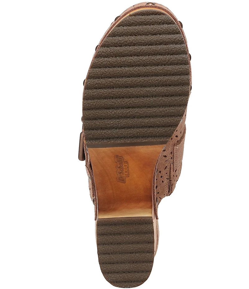 Dr. Scholl's Original Ranch Perforated Suede Buckle Strap Platform Clogs