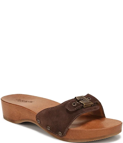 Dr. Scholl's Original Suede Pescura Buckle Hardware Platform Slide Sandals