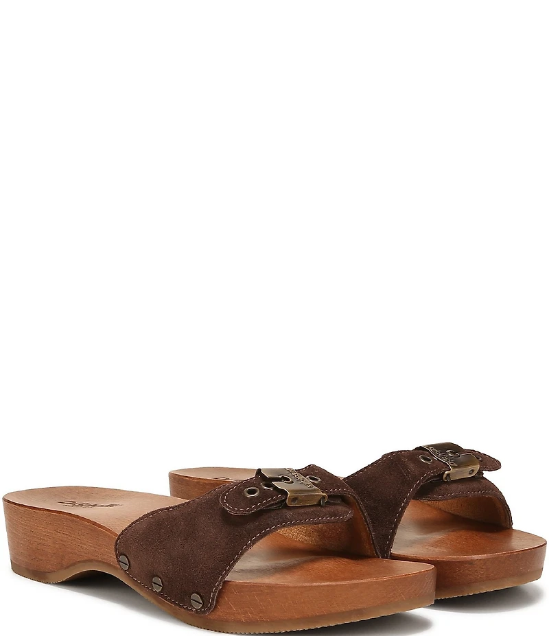Dr. Scholl's Original Suede Pescura Buckle Hardware Platform Slide Sandals