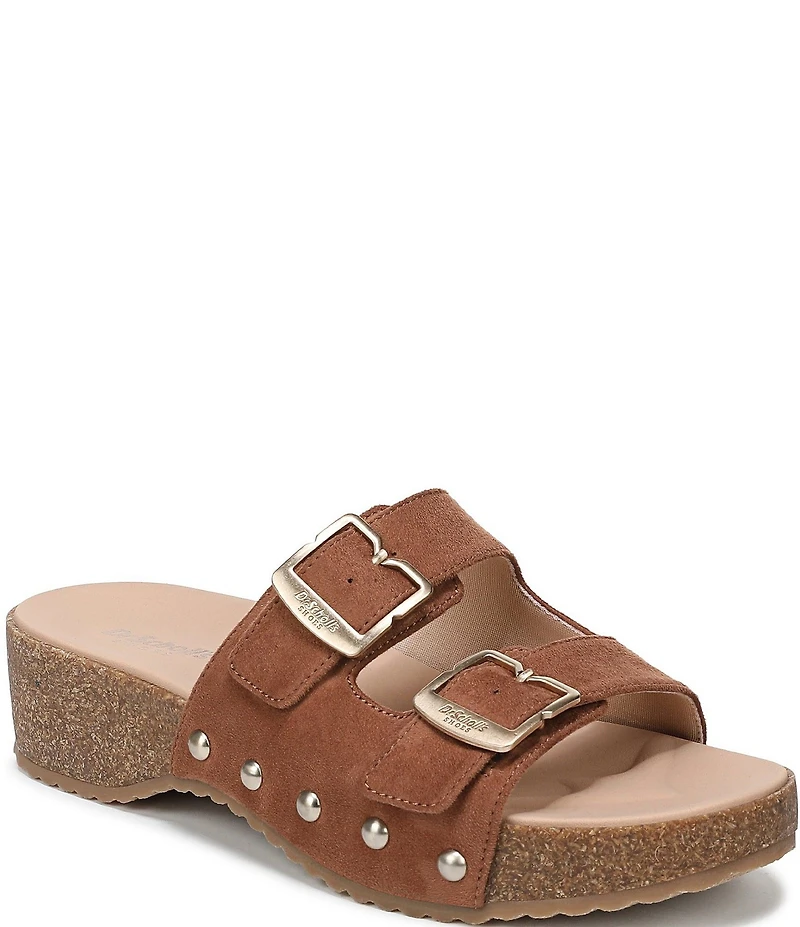 Dr. Scholl's Original Win Flex Leather Buckle Hardware Slide Sandals