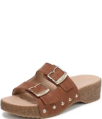 Dr. Scholl's Original Win Flex Leather Buckle Hardware Slide Sandals