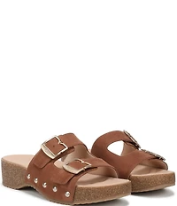 Dr. Scholl's Original Win Flex Leather Buckle Hardware Slide Sandals