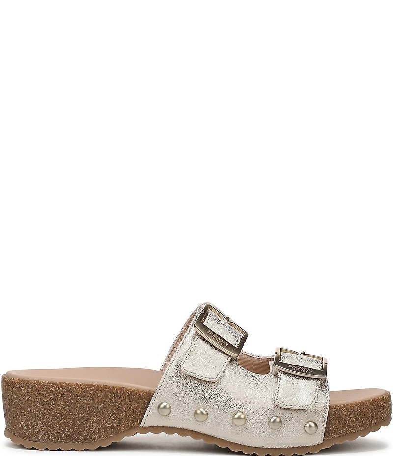 Dr. Scholl's Original Win Flex Leather Buckle Hardware Slide Sandals