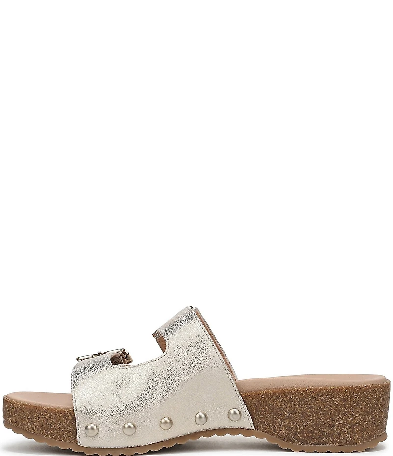 Dr. Scholl's Original Win Flex Leather Buckle Hardware Slide Sandals