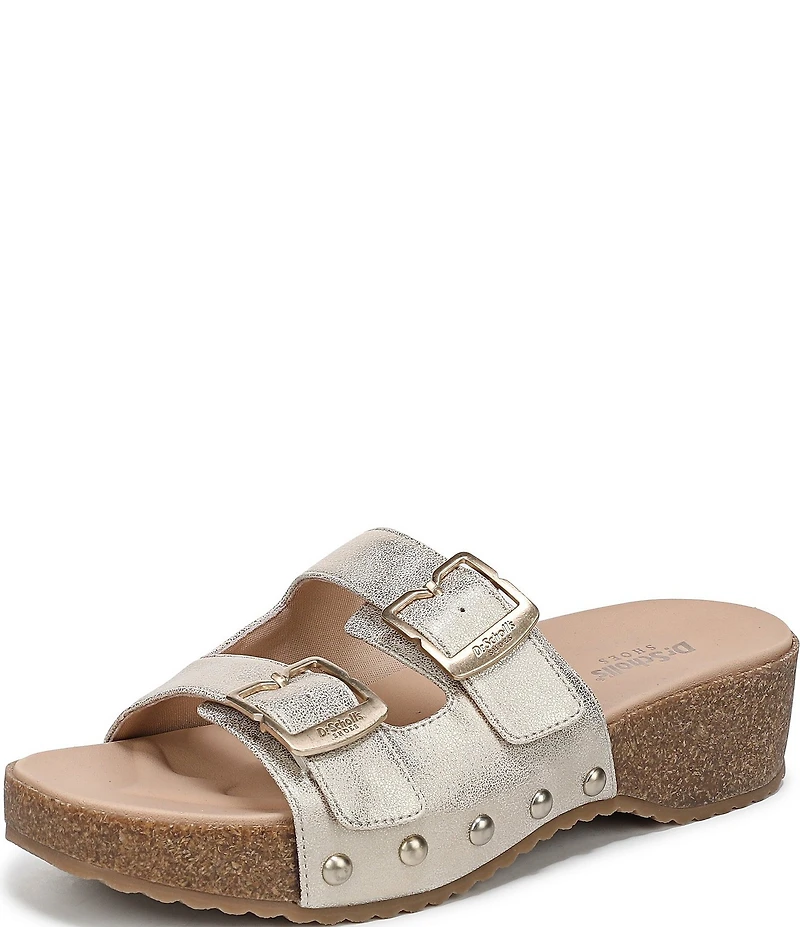Dr. Scholl's Original Win Flex Leather Buckle Hardware Slide Sandals