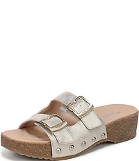 Dr. Scholl's Original Win Flex Leather Buckle Hardware Slide Sandals