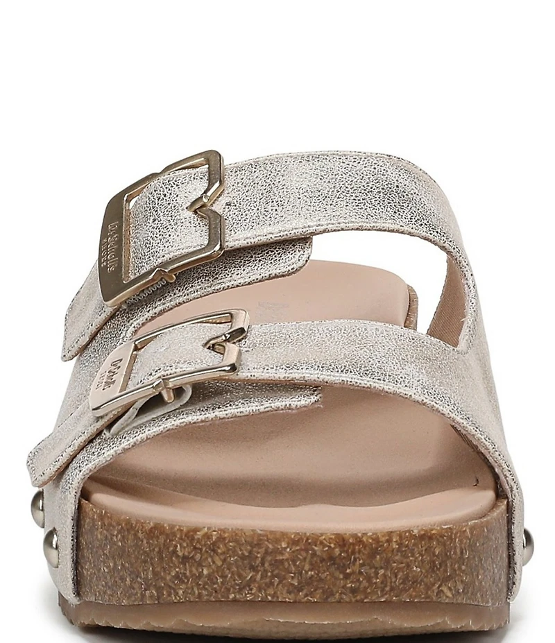 Dr. Scholl's Original Win Flex Leather Buckle Hardware Slide Sandals