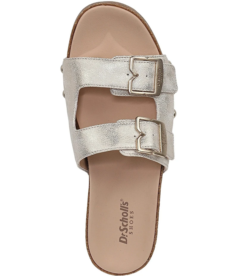 Dr. Scholl's Original Win Flex Leather Buckle Hardware Slide Sandals