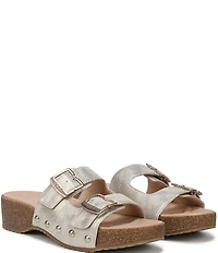 Dr. Scholl's Original Win Flex Leather Buckle Hardware Slide Sandals
