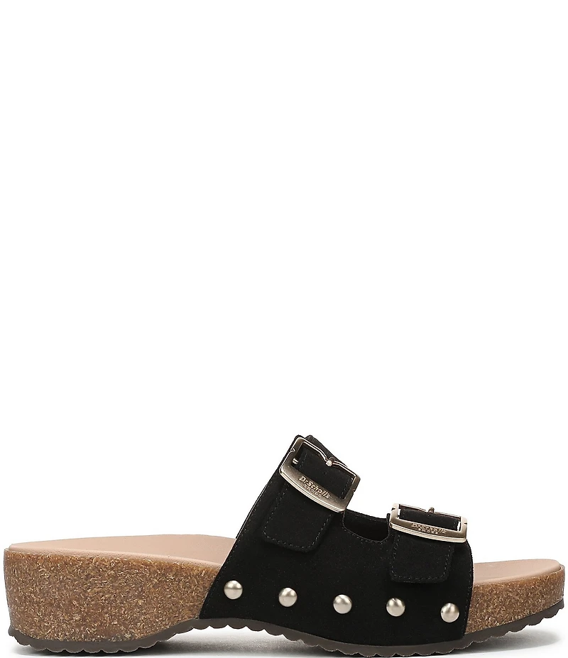 Dr. Scholl's Original Win Flex Leather Buckle Hardware Slide Sandals