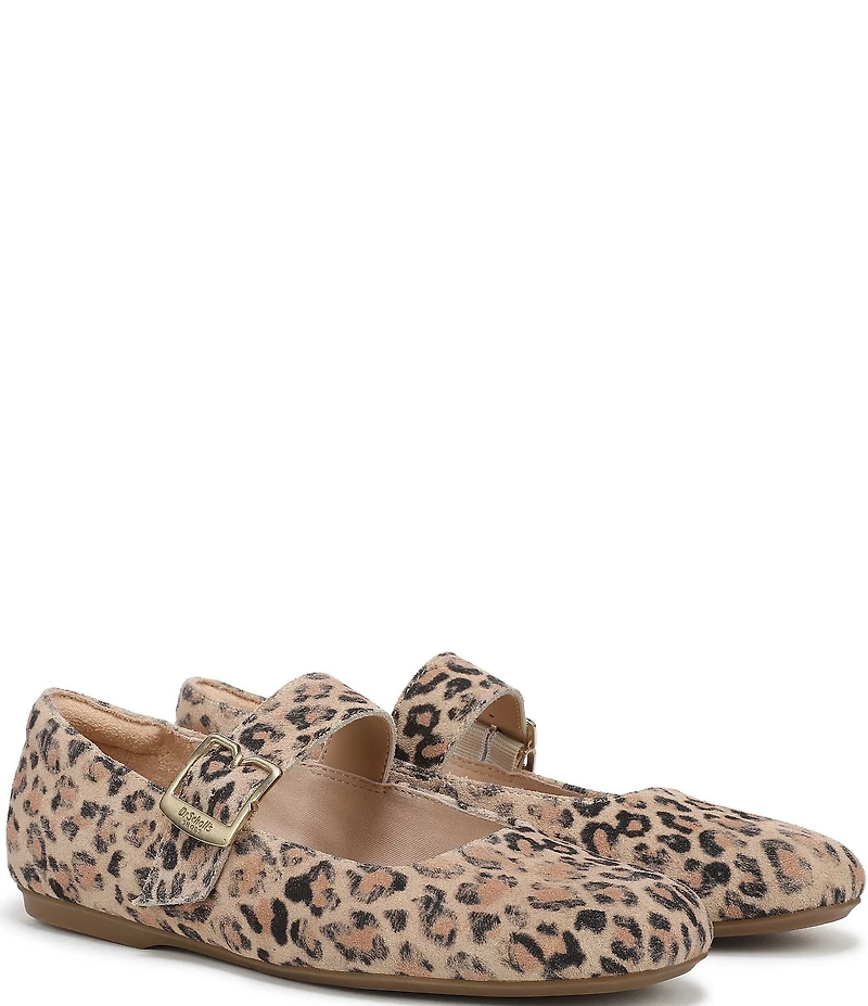 Dr. Scholl's Weston Jane Leopard Print Suede Mary Jane Flats