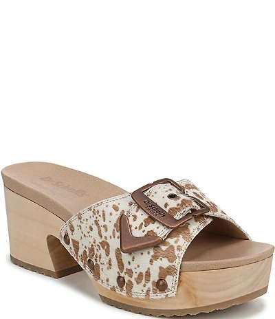 Dr. Scholl's x Wrangler Original Rodeo Cow Print Calf Hair Buckle Slide Sandals