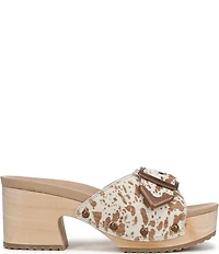 Dr. Scholl's x Wrangler Original Rodeo Cow Print Calf Hair Buckle Slide Sandals