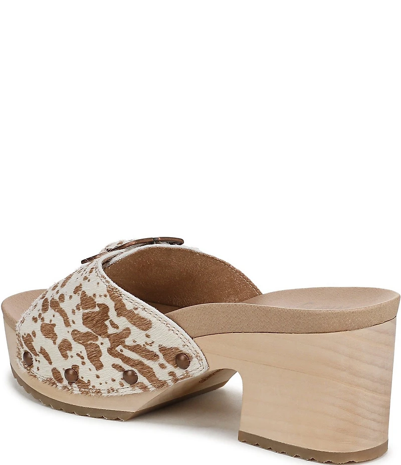 Dr. Scholl's x Wrangler Original Rodeo Cow Print Calf Hair Buckle Slide Sandals