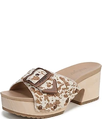 Dr. Scholl's x Wrangler Original Rodeo Cow Print Calf Hair Buckle Slide Sandals