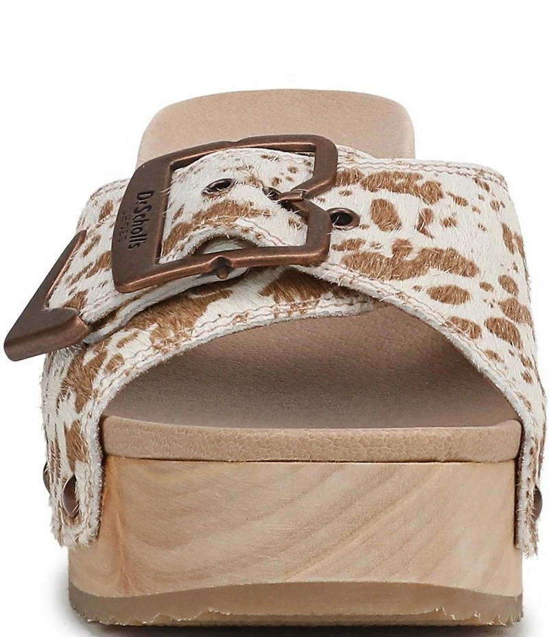 Dr. Scholl's x Wrangler Original Rodeo Cow Print Calf Hair Buckle Slide Sandals