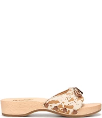 Dr. Scholl's x Wrangler Original Cow Print Calf Hair Buckle Hardware Platform Slide Sandals