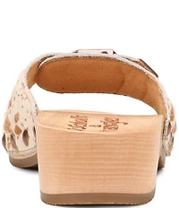 Dr. Scholl's x Wrangler Original Cow Print Calf Hair Buckle Hardware Platform Slide Sandals