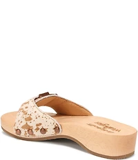 Dr. Scholl's x Wrangler Original Cow Print Calf Hair Buckle Hardware Platform Slide Sandals