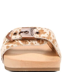 Dr. Scholl's x Wrangler Original Cow Print Calf Hair Buckle Hardware Platform Slide Sandals