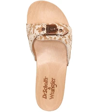 Dr. Scholl's x Wrangler Original Cow Print Calf Hair Buckle Hardware Platform Slide Sandals