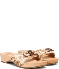 Dr. Scholl's x Wrangler Original Cow Print Calf Hair Buckle Hardware Platform Slide Sandals