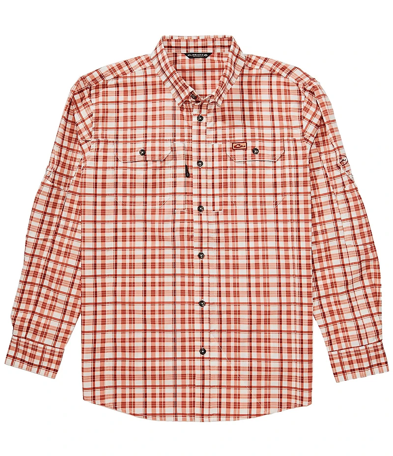 Drake Clothing Co. Hunter Creek Window Pane Plaid Performance Stretch Long Sleeve Woven Shirt