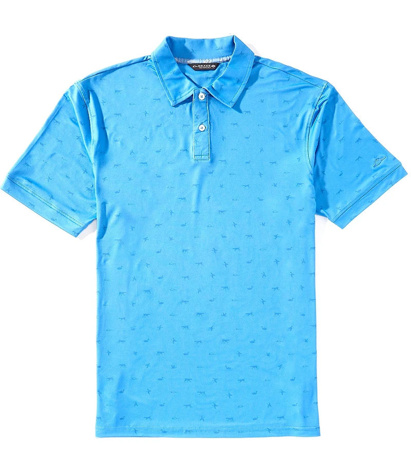 Drake Clothing Co. Performance Stretch Printed Short Sleeve Polo Shirt