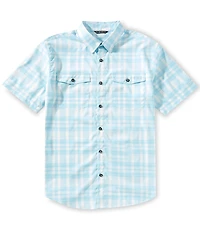 Drake Clothing Co. Short Sleeve Faded-Plaid Woven Shirt