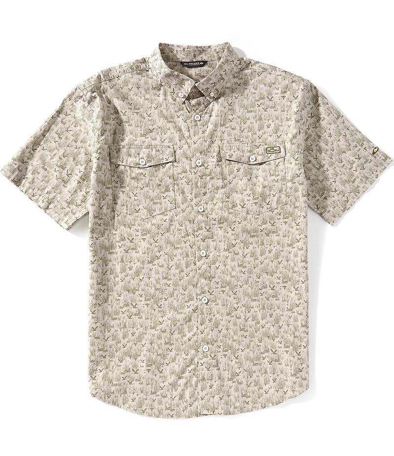 Drake Clothing Co. The Cotton Marsh Print Short Sleeve Woven Shirt