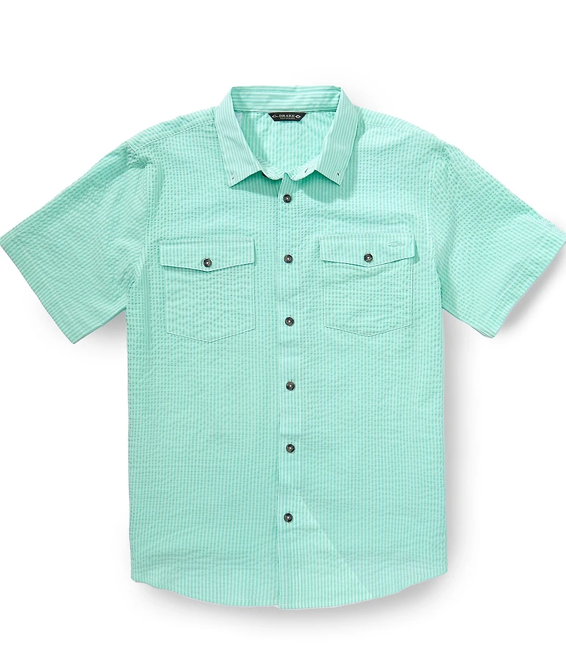 Drake Clothing Co. The Frat Button Down Seersucker Stripe Short Sleeve Woven Shirt