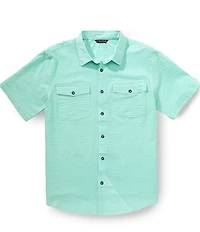 Drake Clothing Co. The Frat Button Down Seersucker Stripe Short Sleeve Woven Shirt