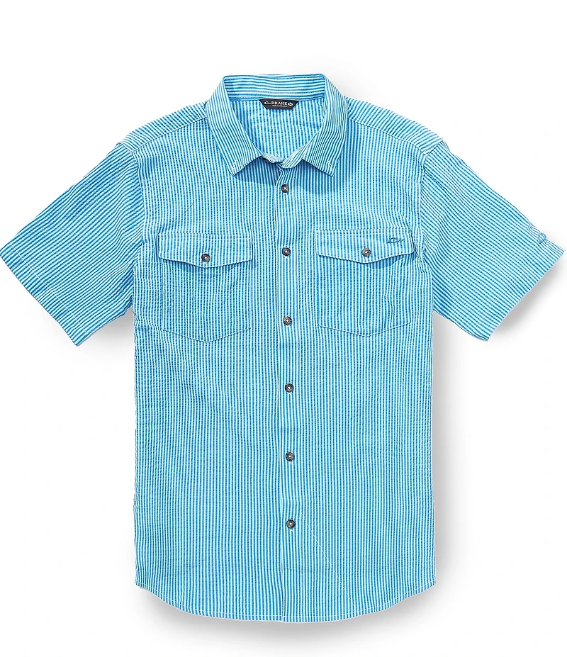 Drake Clothing Co. The Frat Button Down Seersucker Stripe Short Sleeve Woven Shirt