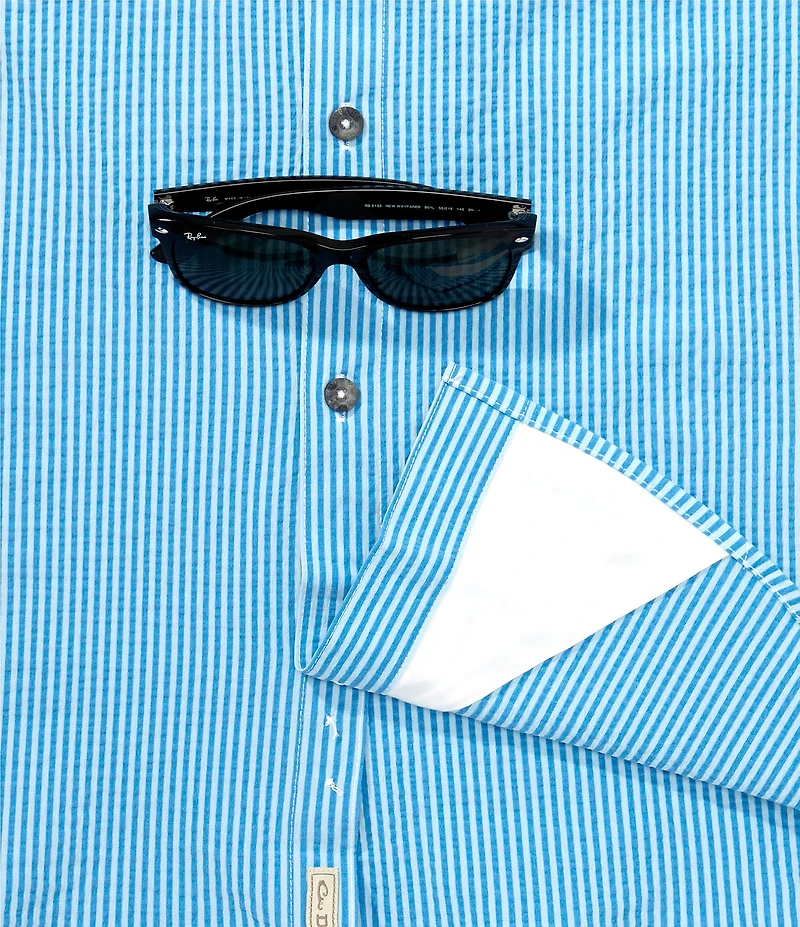 Drake Clothing Co. The Frat Button Down Seersucker Stripe Short Sleeve Woven Shirt