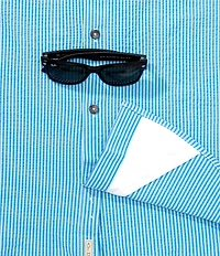 Drake Clothing Co. The Frat Button Down Seersucker Stripe Short Sleeve Woven Shirt