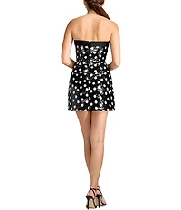 Dress the Population Alysia Dotted Sequin Bow Applique Sheath Mini Dress