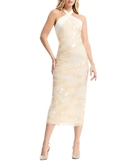 Dress the Population Amani Sequin Halter Midi Dress