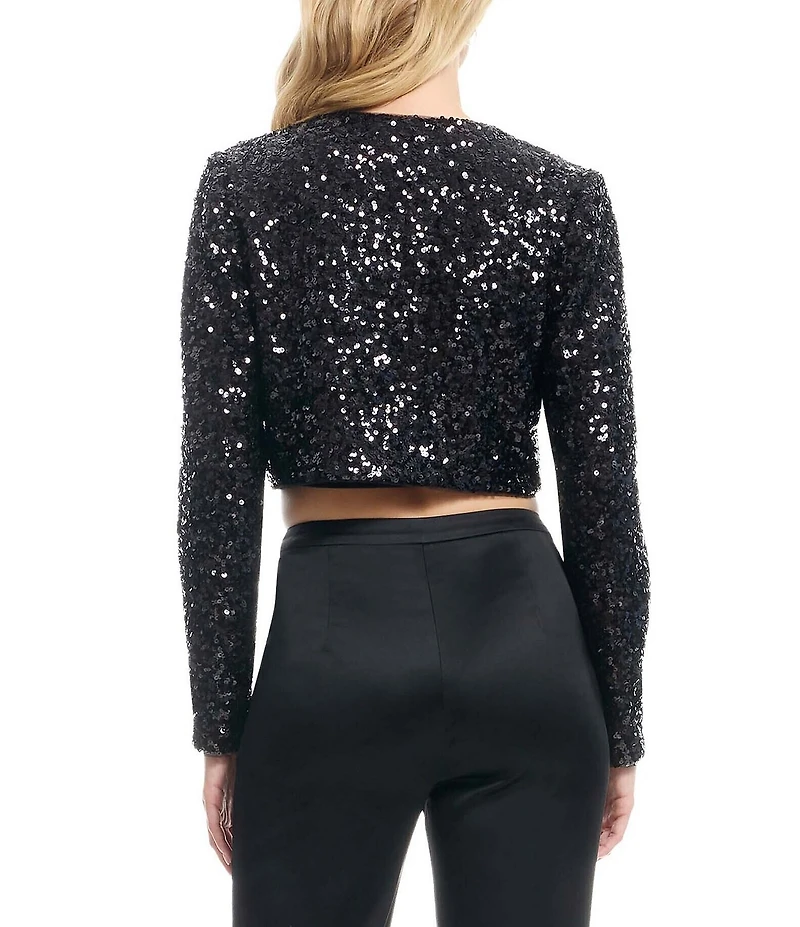 Dress the Population Andra Sequin Cropped Boxy Jacket