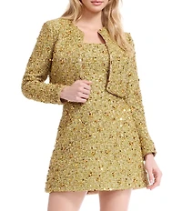 Dress the Population Andra Tweed Crop Boxy Fit Jacket